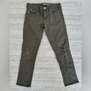 GAP Women’s Girlfriend Cut Olive Distressed Jeans